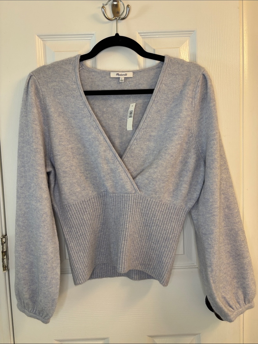 Madewell Light Heather Gray V-Neck Wrap Sweater